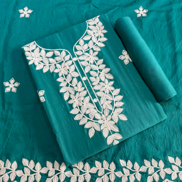 Premium Modal Cotton Thread Embroidered Unstitched Suit Set - BRK151-A3