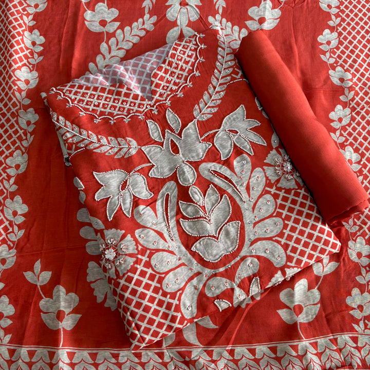 Premium Muslin Moti & Sequin Work Unstitched Suit Set - RA10224-02
