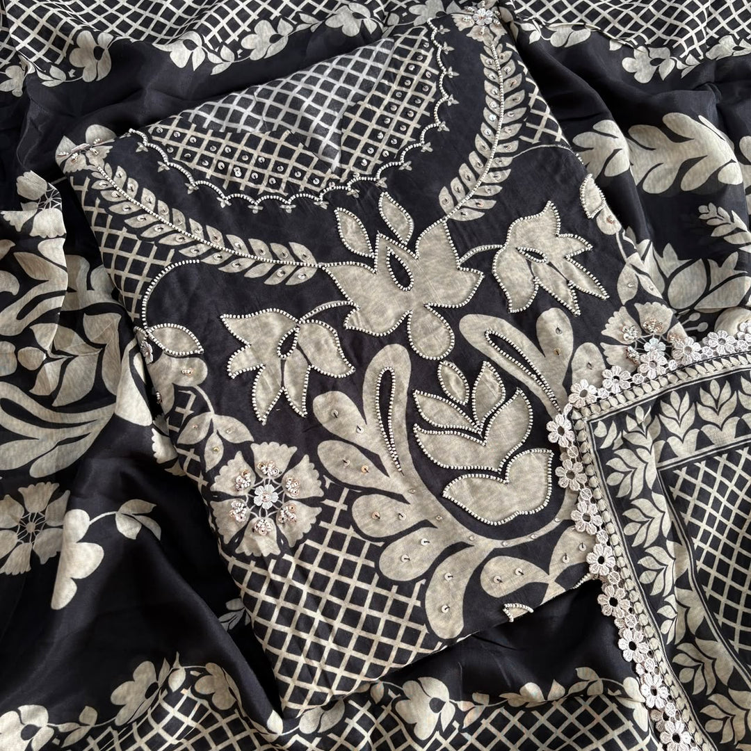 Premium Muslin Moti & Sequin Work Unstitched Suit Set - RA10224-01