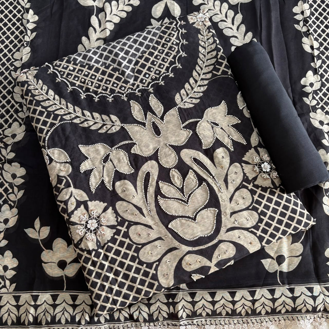 Premium Muslin Moti & Sequin Work Unstitched Suit Set - RA10224-01
