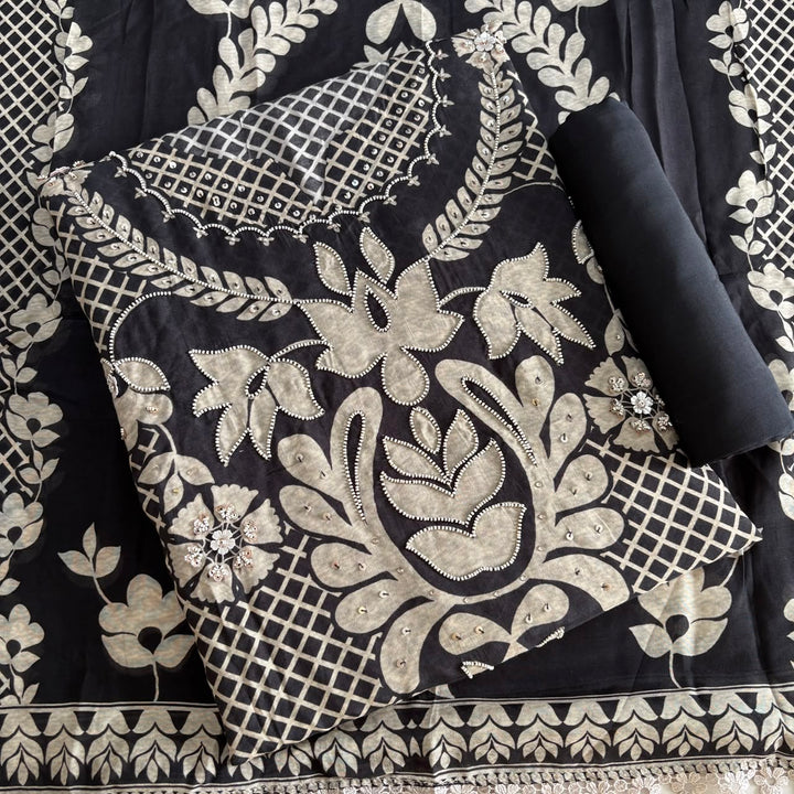 Premium Muslin Moti & Sequin Work Unstitched Suit Set - RA10224-01