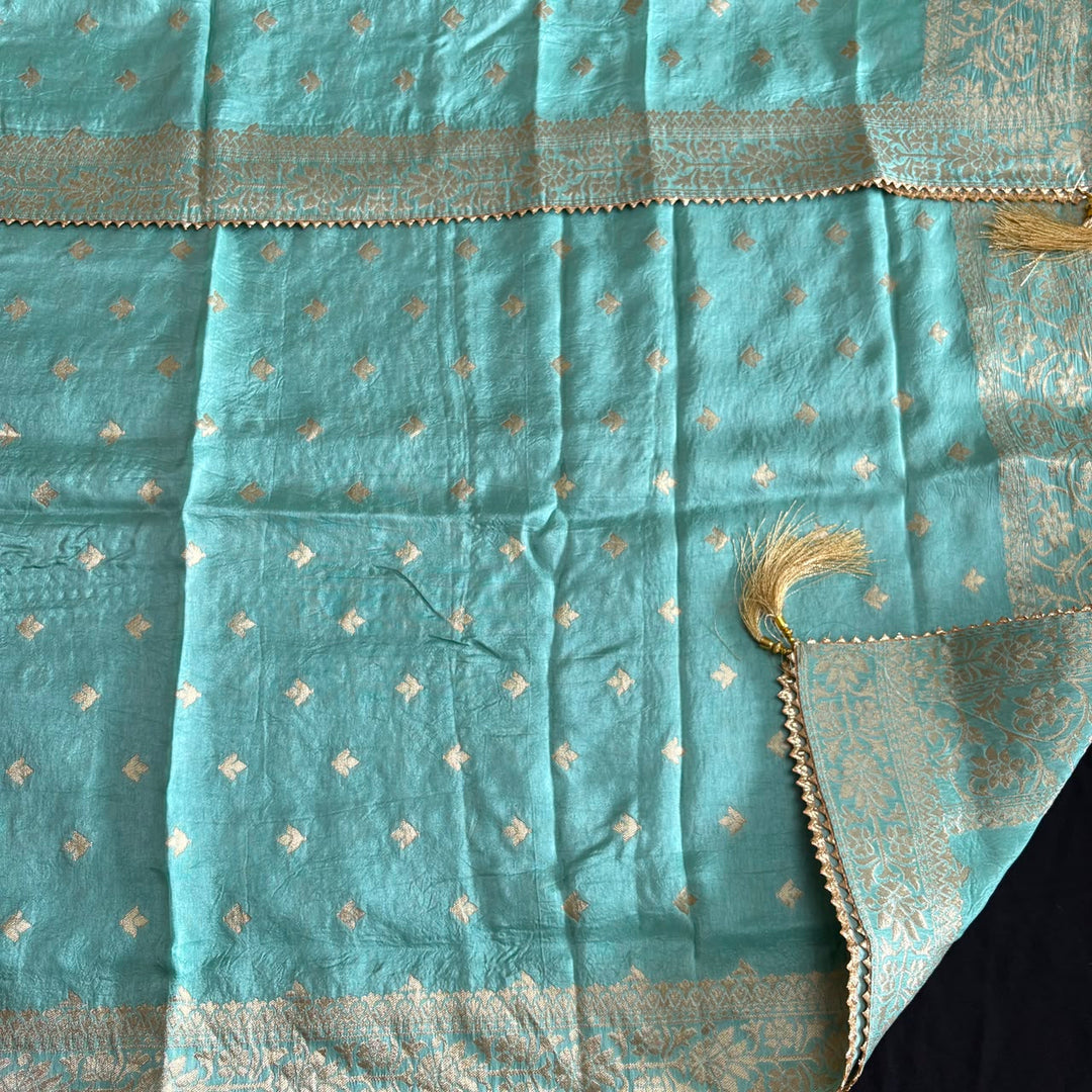 Premium Dola Silk Jamdani Weave Unstitched Suit Set-RE22766-3