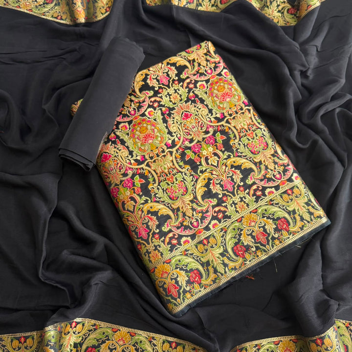 Premium Banarasi Silk Unstitched Suit Set-GF2201-B