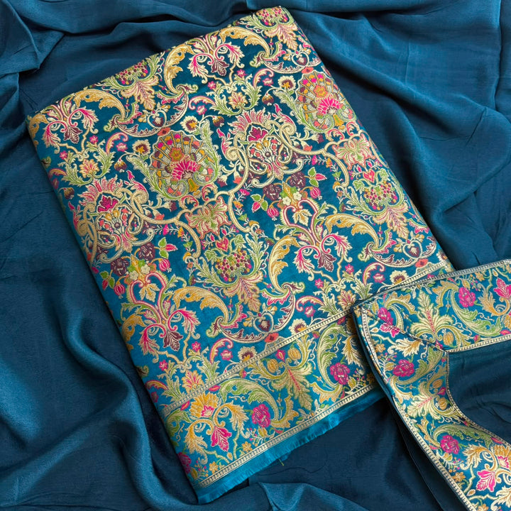Premium Banarasi Silk Unstitched Suit Set-GF2201-A