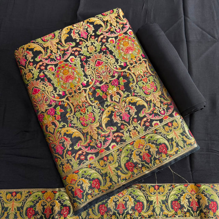 Premium Banarasi Silk Unstitched Suit Set-GF2201-B