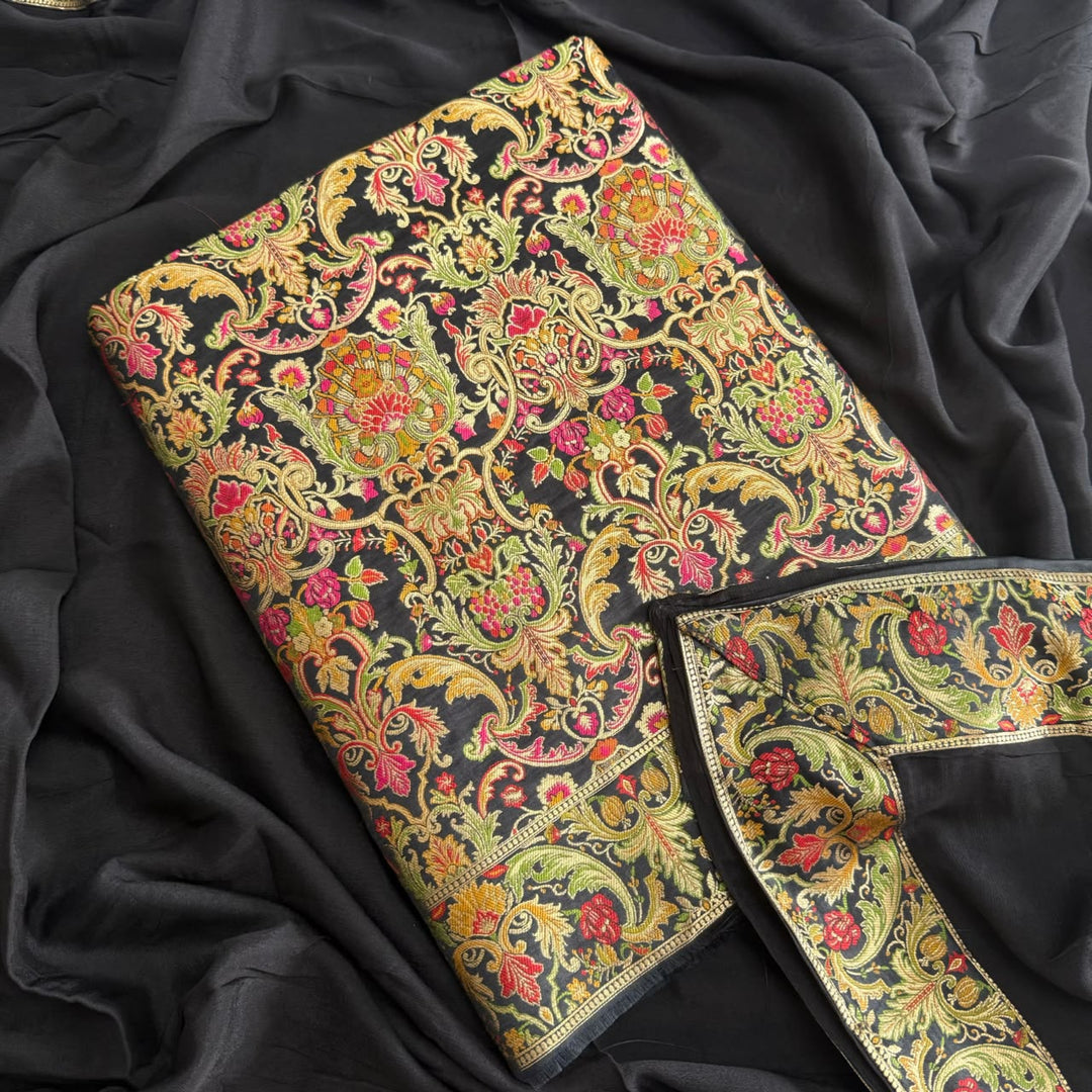 Premium Banarasi Silk Unstitched Suit Set-GF2201-B