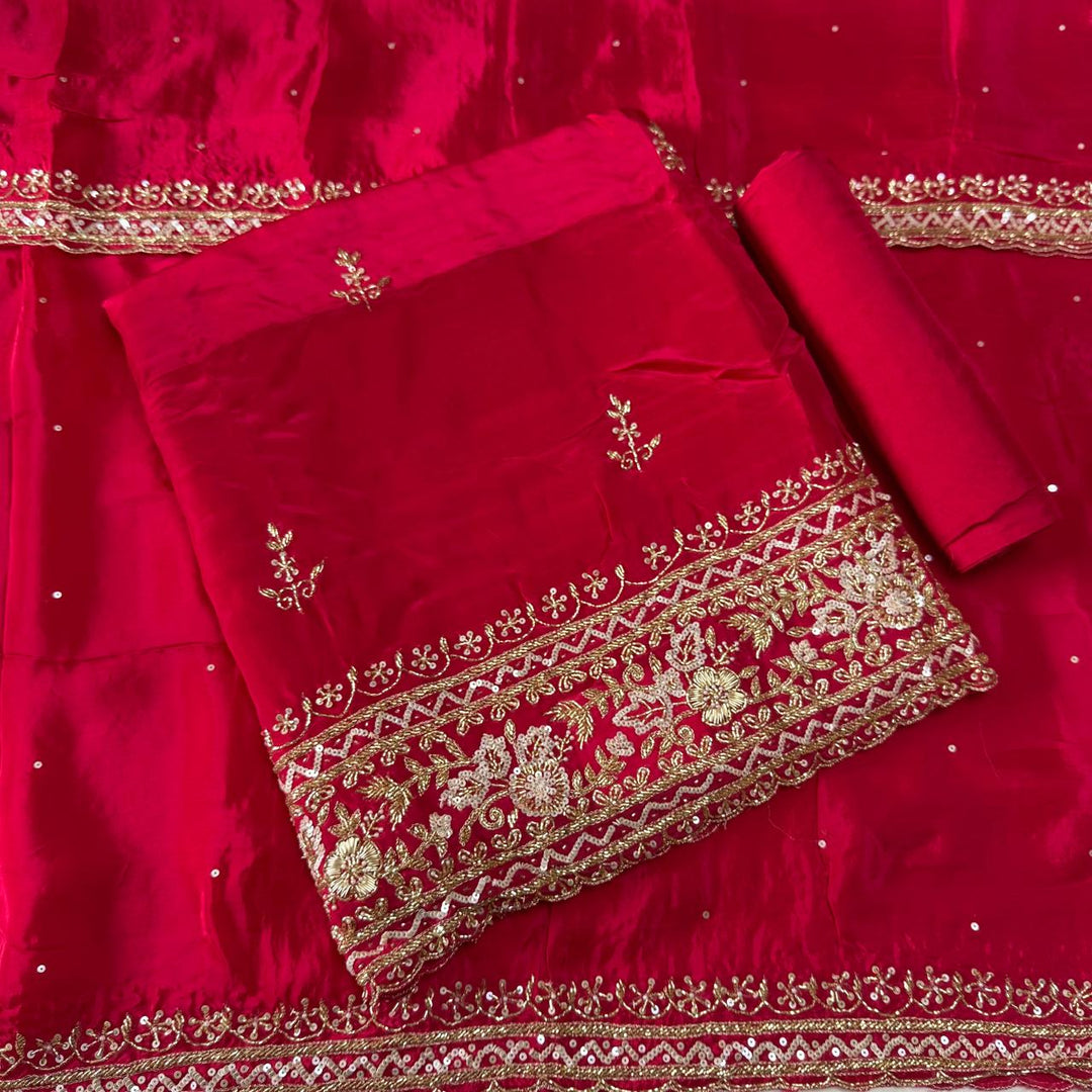 Premium Chinon Crepe Unstitched Suit Set-AC0000-B