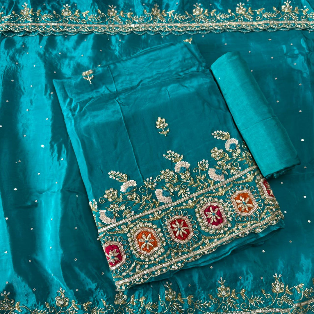 Premium Chinon Crepe Unstitched Suit Set-AC0000-E