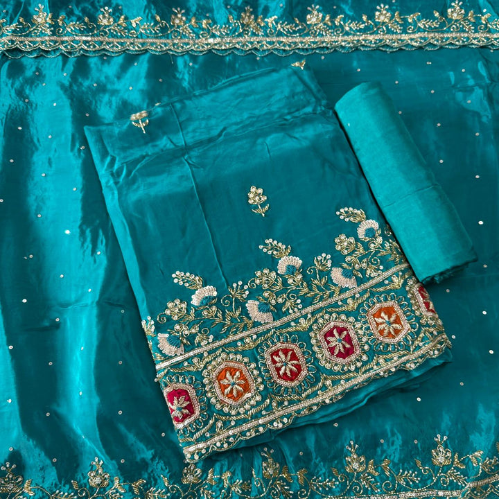 Premium Chinon Crepe Unstitched Suit Set-AC0000-E