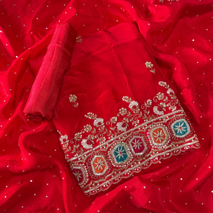 Premium Chinon Crepe Unstitched Suit Set-AC0000-F