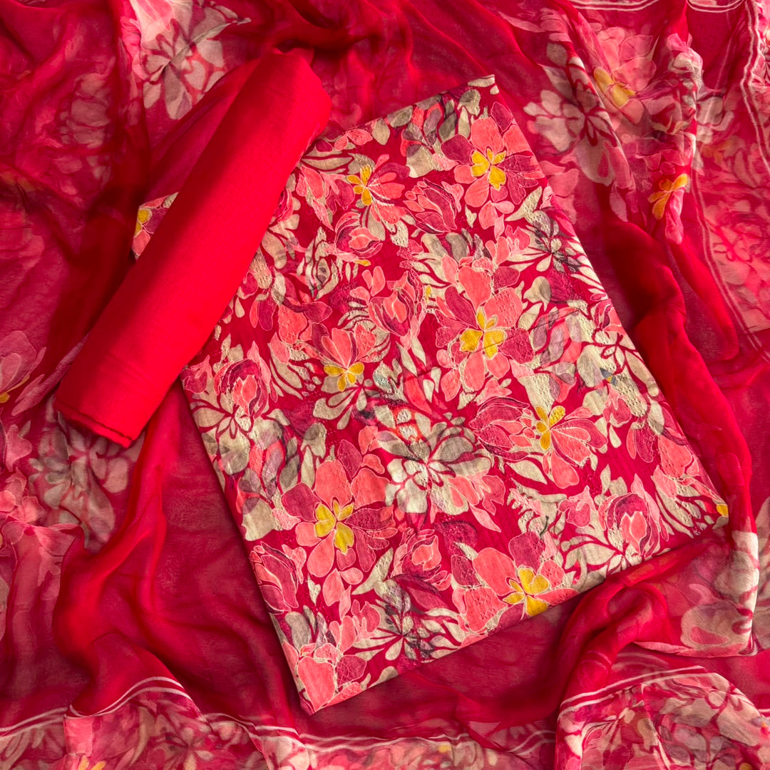 Premium Cotton Floral Print Unstitched Suit Set-PSC034-4