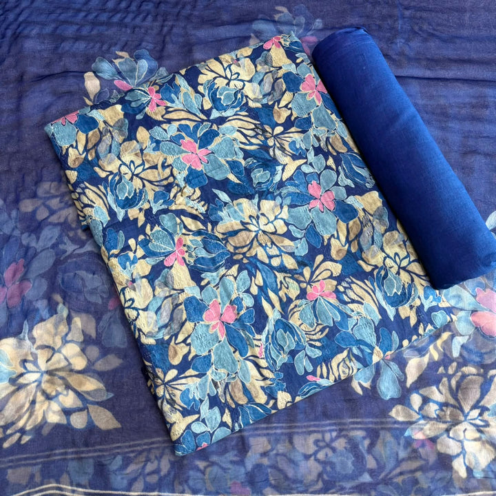 Premium Cotton Floral Print Unstitched Suit Set-PSC034-1