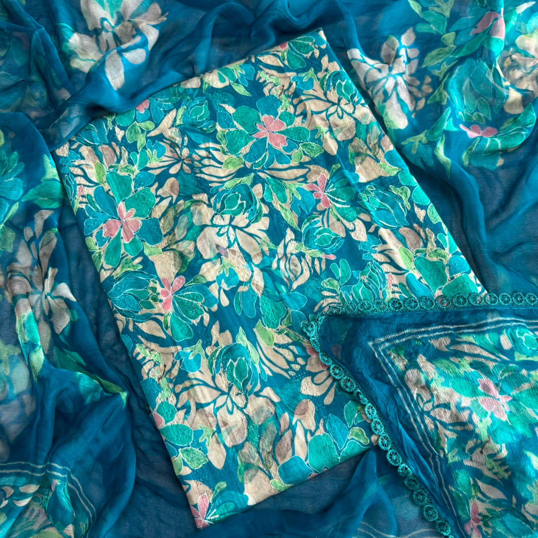 Premium Cotton Floral Print Unstitched Suit Set-PSC034-2