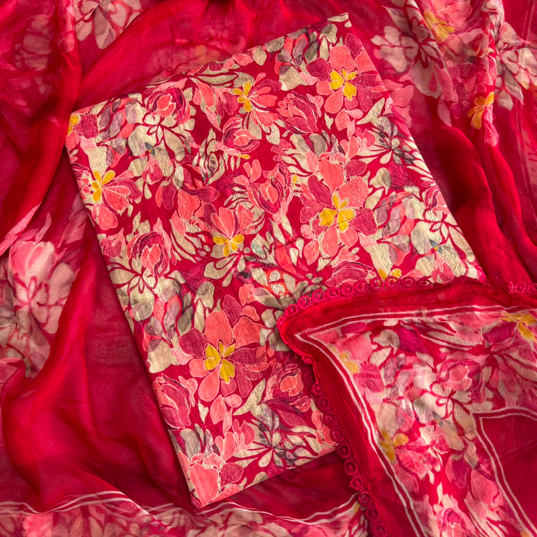 Premium Cotton Floral Print Unstitched Suit Set-PSC034-4