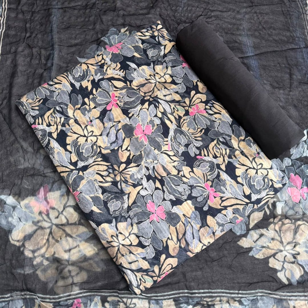 Premium Cotton Floral Print Unstitched Suit Set-PSC034-3