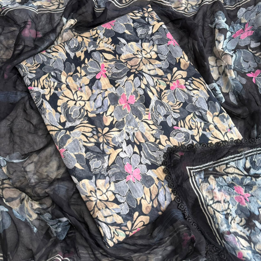 Premium Cotton Floral Print Unstitched Suit Set-PSC034-3