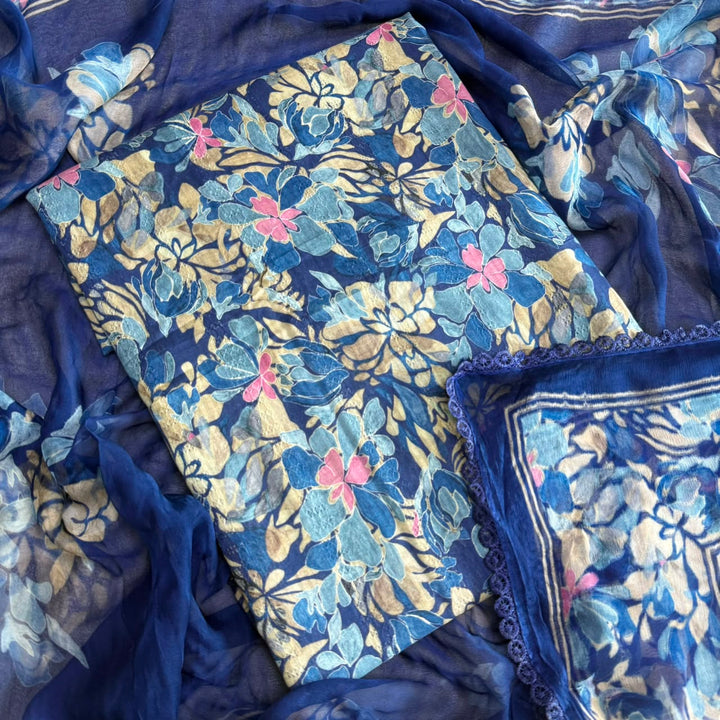 Premium Cotton Floral Print Unstitched Suit Set-PSC034-1