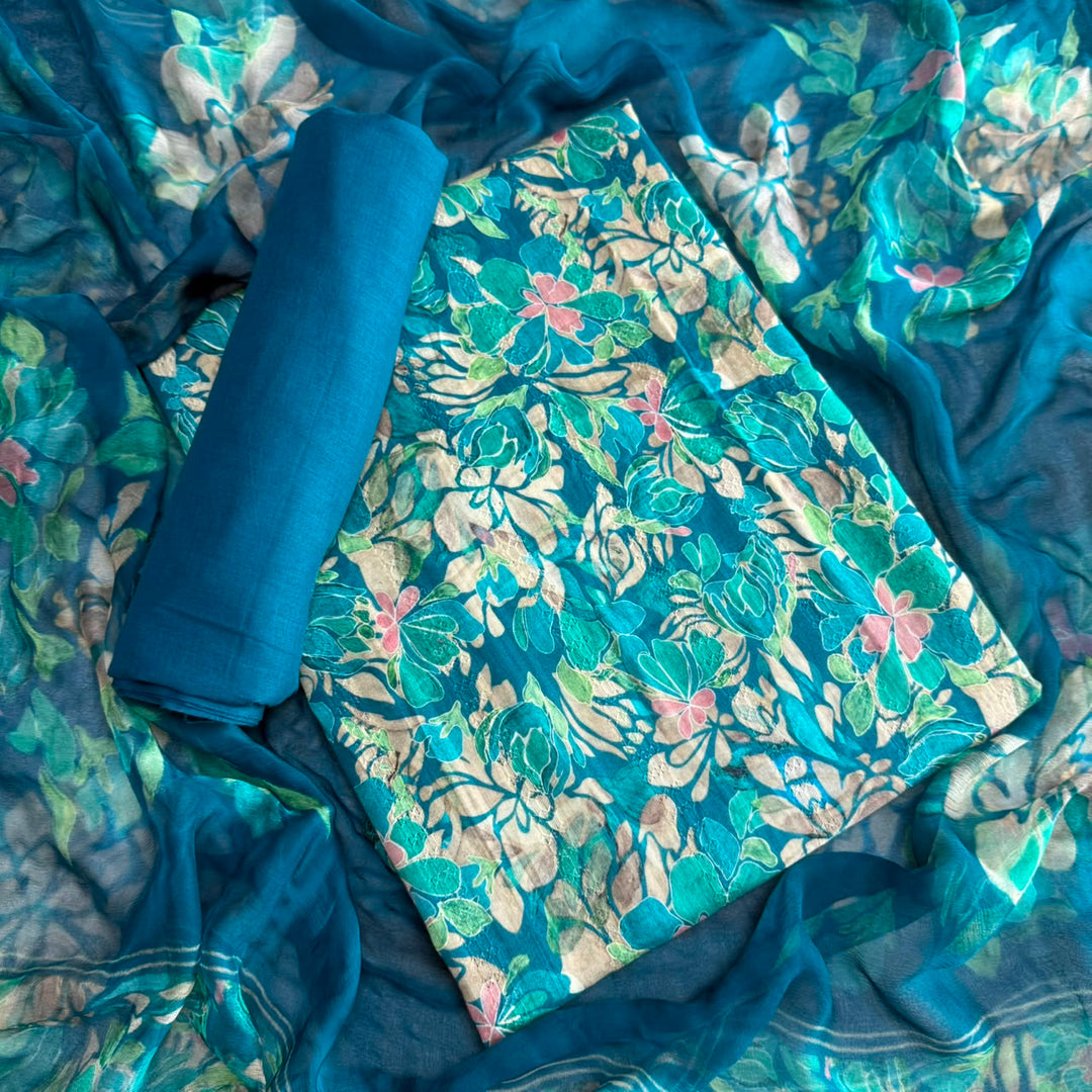 Premium Cotton Floral Print Unstitched Suit Set-PSC034-2