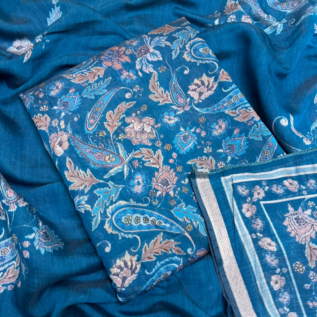 Premium Mul Chanderi Printed Unstitched Suit Set-PSC033-D