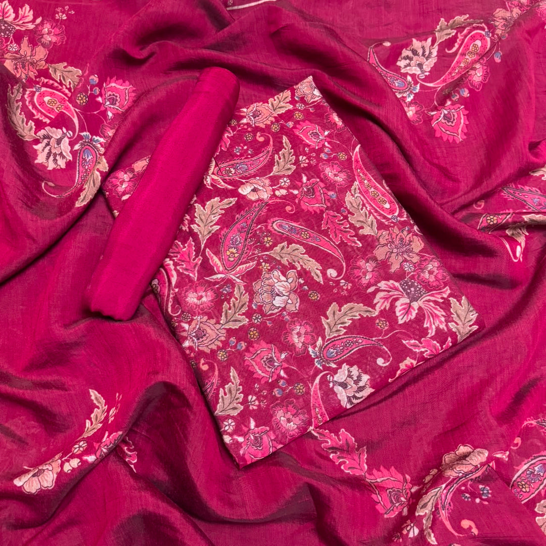 Premium Mul Chanderi Printed Unstitched Suit Set-PSC033-A