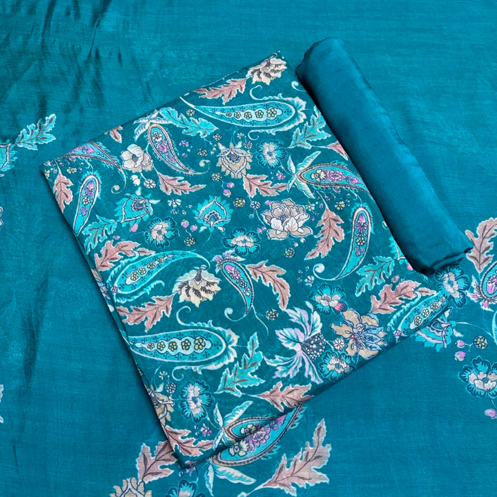 Premium Mul Chanderi Printed Unstitched Suit Set-PSC033-B