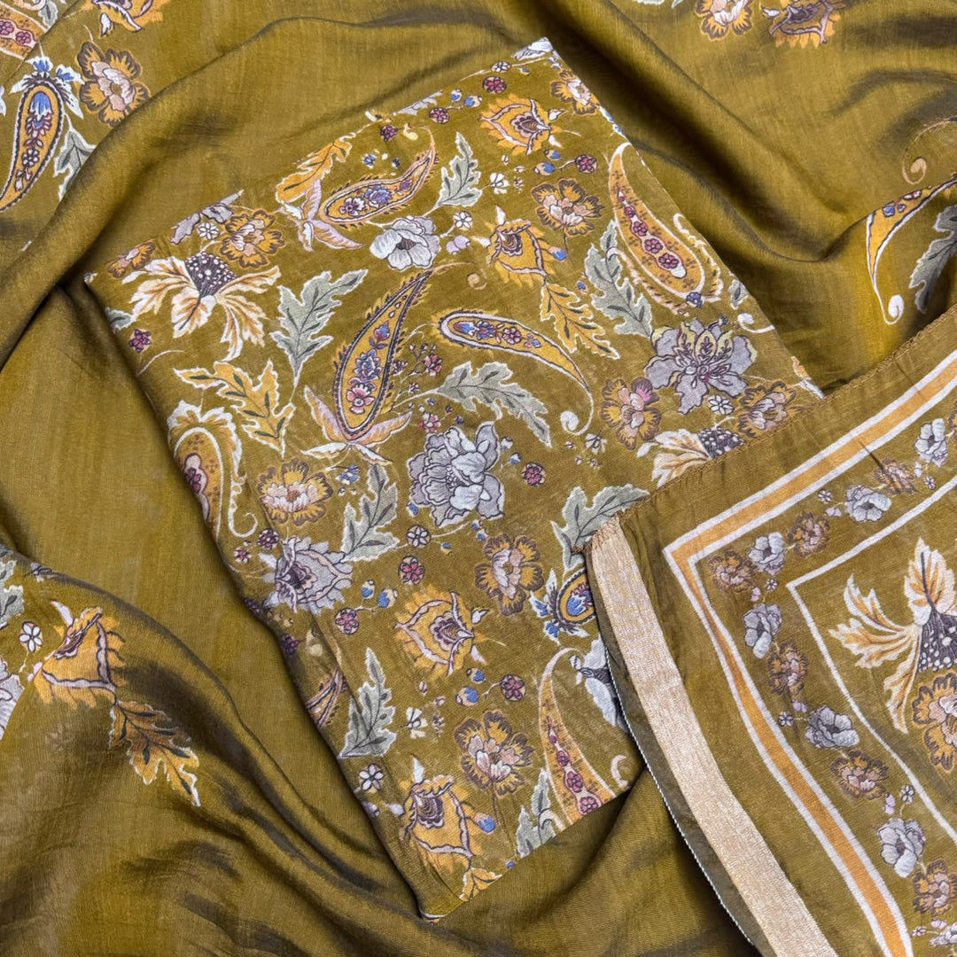 Premium Mul Chanderi Printed Unstitched Suit Set-PSC033-C