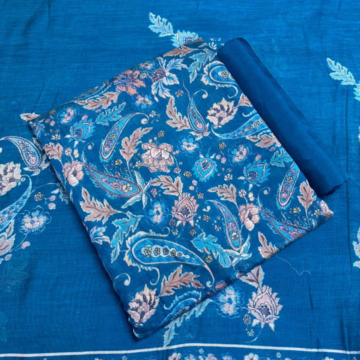 Premium Mul Chanderi Printed Unstitched Suit Set-PSC033-D