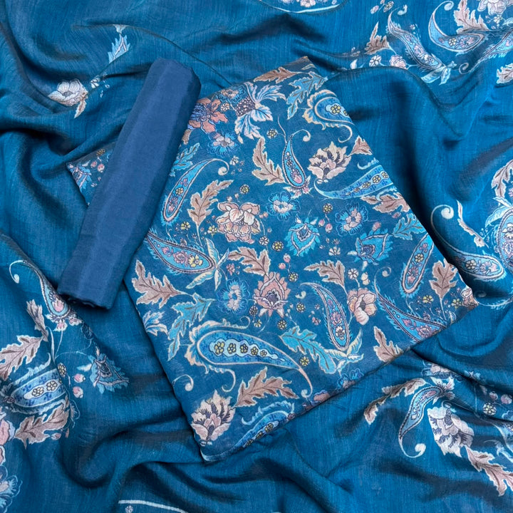 Premium Mul Chanderi Printed Unstitched Suit Set-PSC033-D