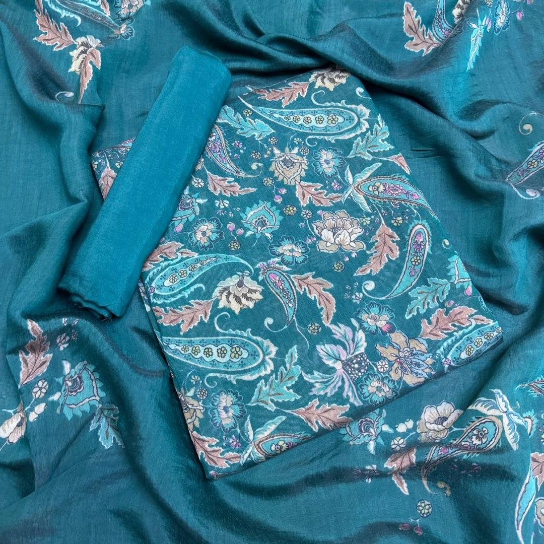 Premium Mul Chanderi Printed Unstitched Suit Set-PSC033-B