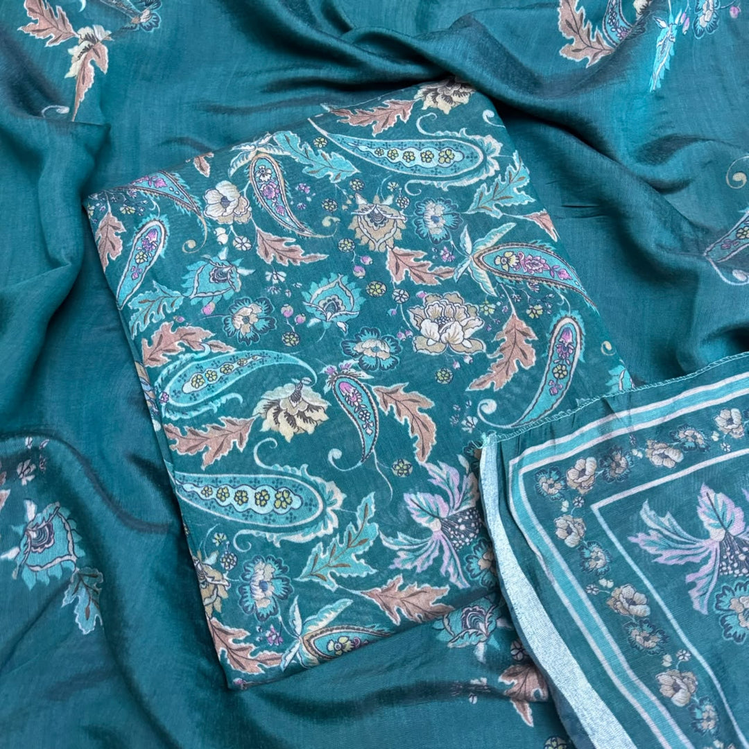 Premium Mul Chanderi Printed Unstitched Suit Set-PSC033-B