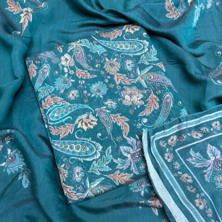 Premium Mul Chanderi Printed Unstitched Suit Set-PSC033-B