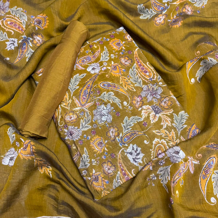 Premium Mul Chanderi Printed Unstitched Suit Set-PSC033-C