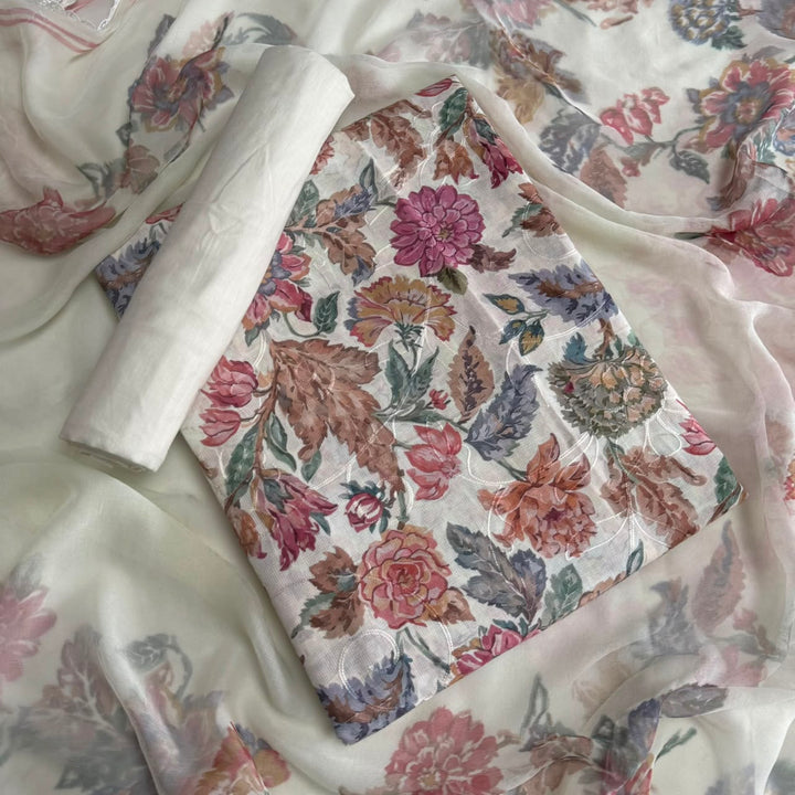 Premium Linen Cotton Digital Print Unstitched Suit Set-PSC046-C