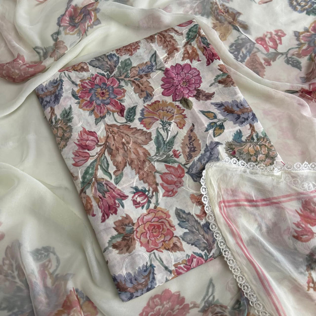Premium Linen Cotton Digital Print Unstitched Suit Set-PSC046-C