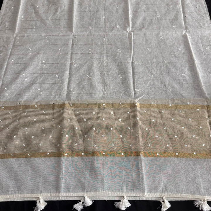 Premium Mul Chanderi Thread Embroidered Unstitched Suit Set with Designer Dupatta - LF1503