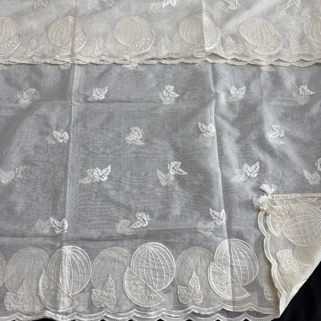 Elegant Mul Chanderi Unstitched Suit Set, Beautifully Crafted With Intricate Thread Work - LF1501-3