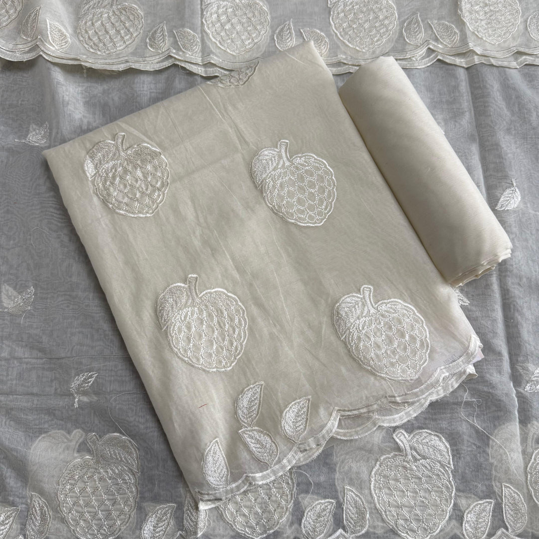 Elegant Mul Chanderi Unstitched Suit Set, Beautifully Crafted With Intricate Thread Work - LF1501-2