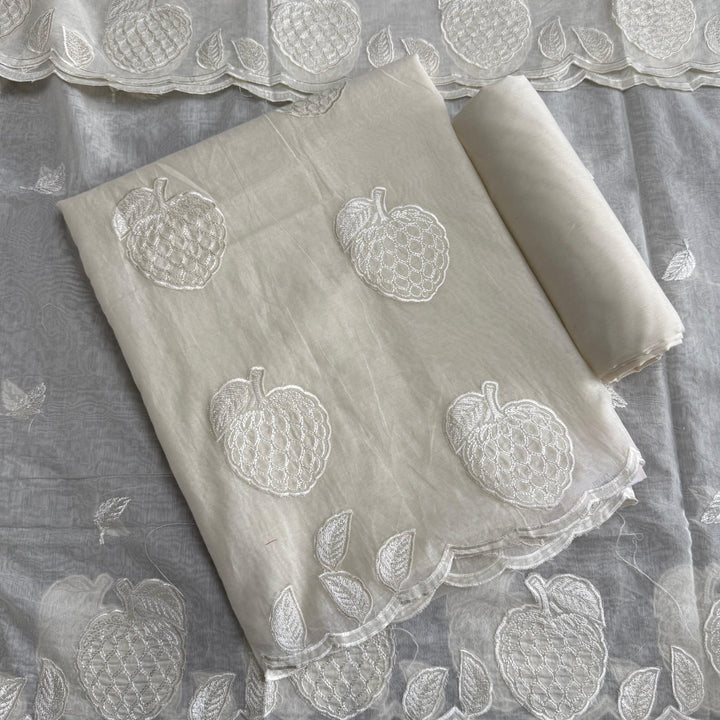Elegant Mul Chanderi Unstitched Suit Set, Beautifully Crafted With Intricate Thread Work - LF1501-2