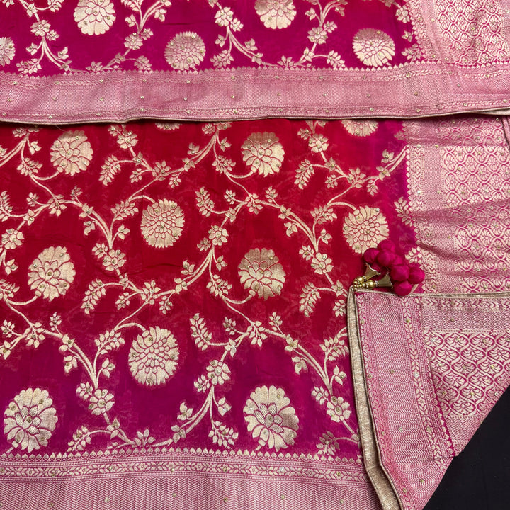 Beautiful Upada Silk Unstitched Suit Set with Dabka Handwork & Cutdana Embroidery - HSA245-B