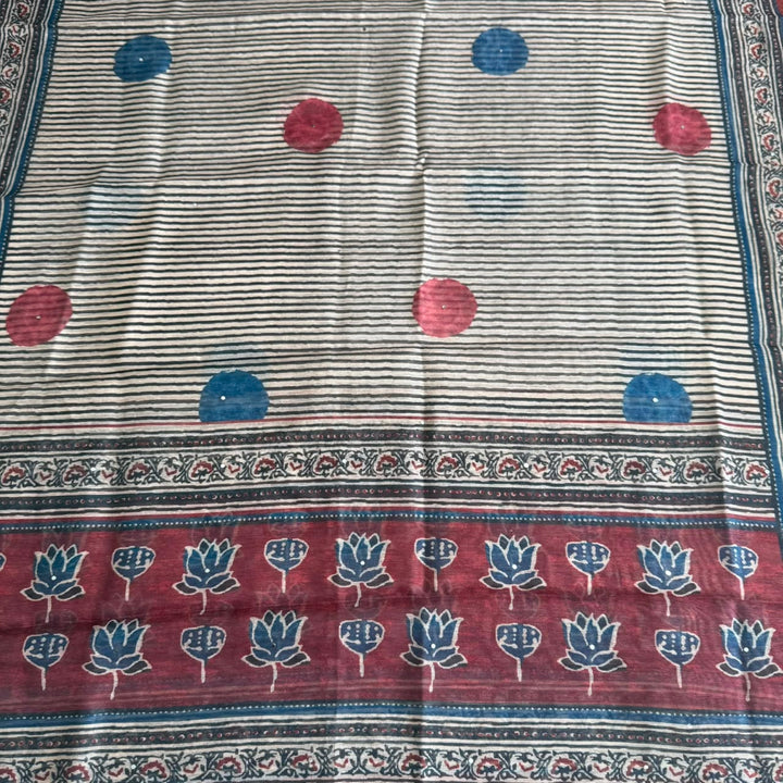 Premium Multicolour Pearl Work Chanderi Unstitched Suit Set - NS0778-03