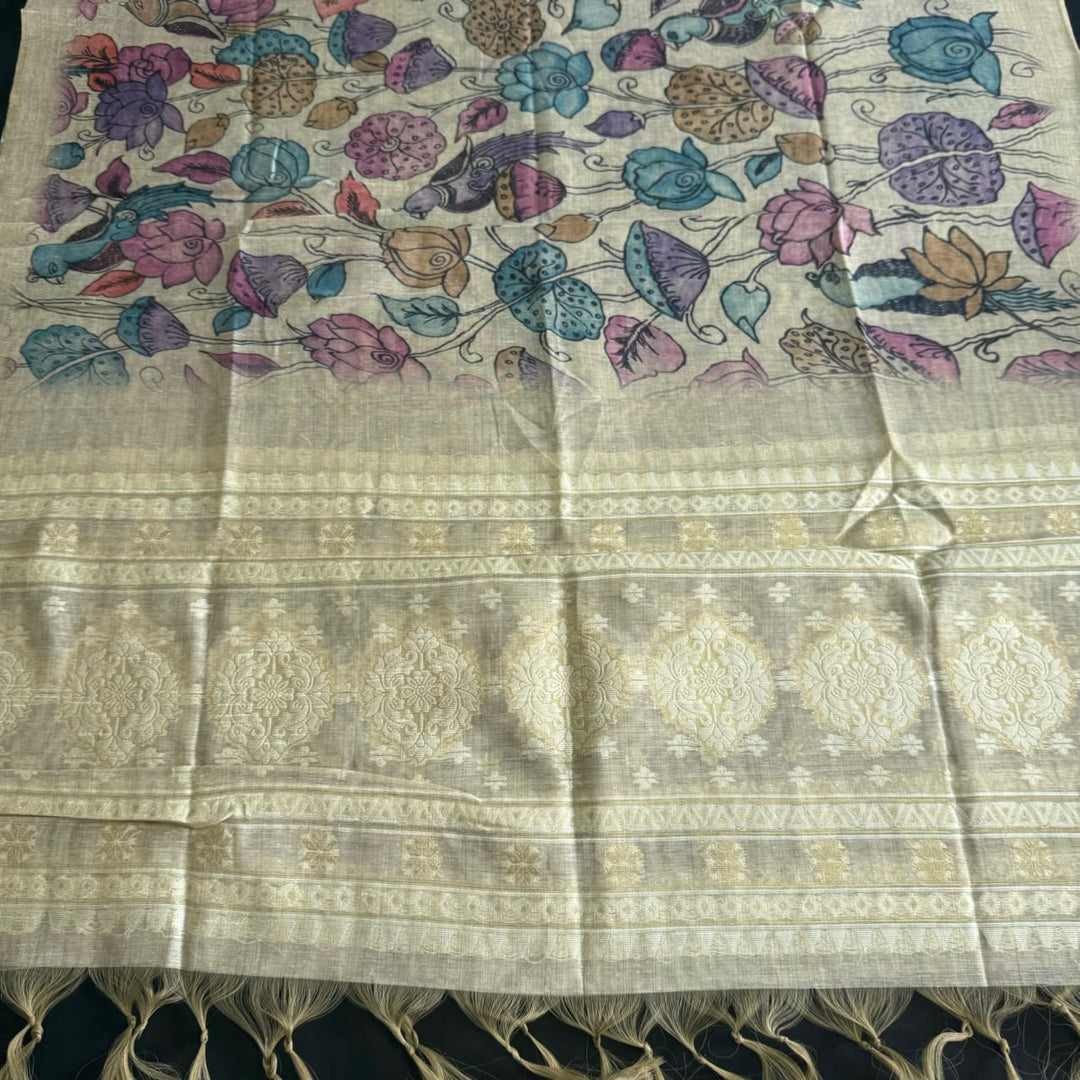 Premium Chanderi Unstitched Suit Set With Beautifully Multicolour Thread Embroidery - NS0824-1