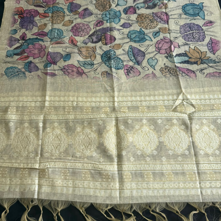 Premium Chanderi Unstitched Suit Set With Beautifully Multicolour Thread Embroidery - NS0824-1