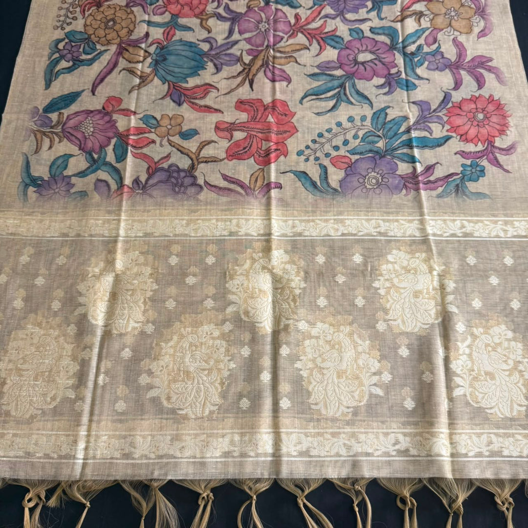 Premium Chanderi Unstitched Suit Set With Beautifully Multicolour Thread Embroidery - NS0824-2