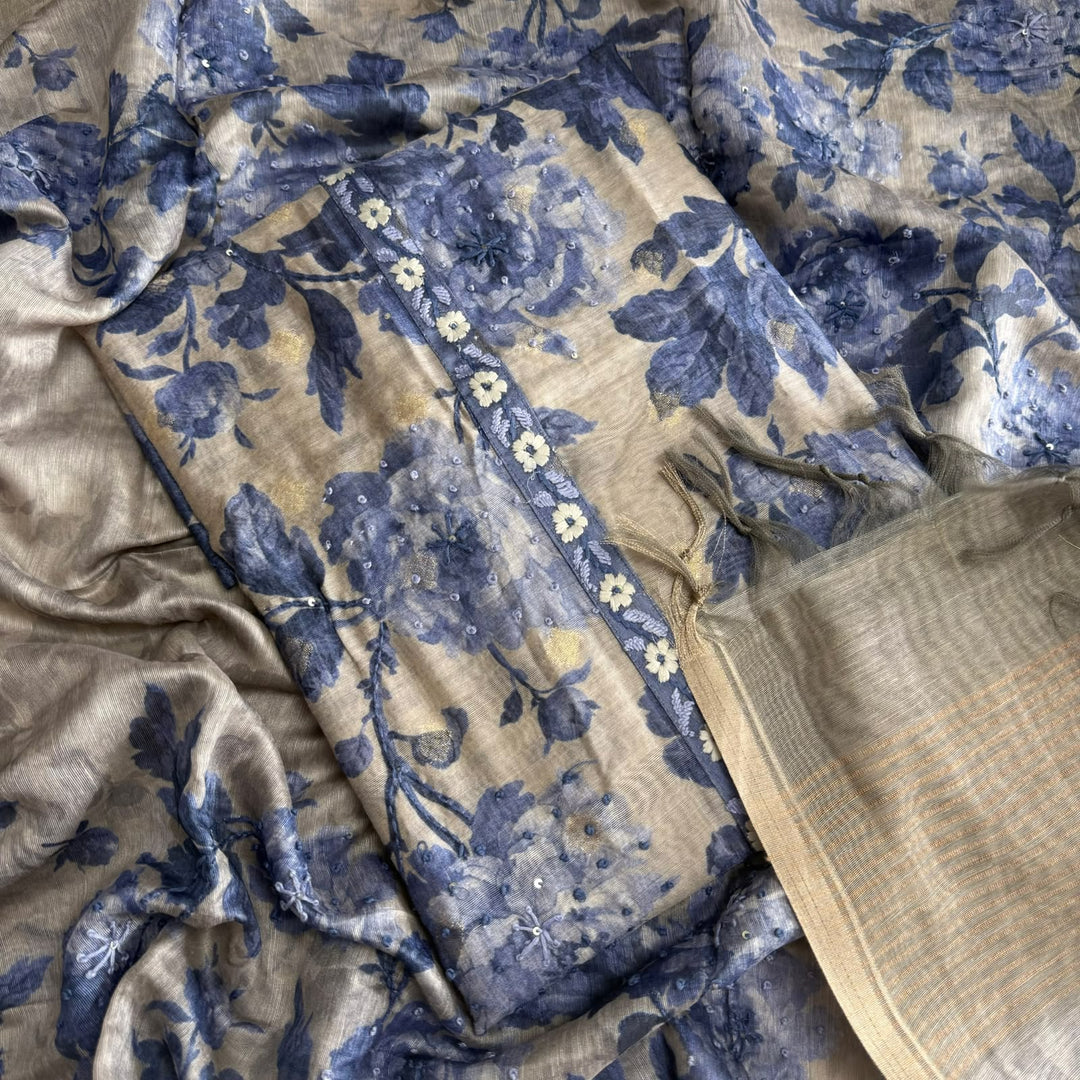 Elegant Chanderi Printed Suit Set-FM0018-A