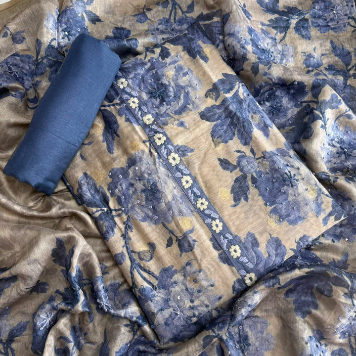 Elegant Chanderi Printed Suit Set-FM0018-A