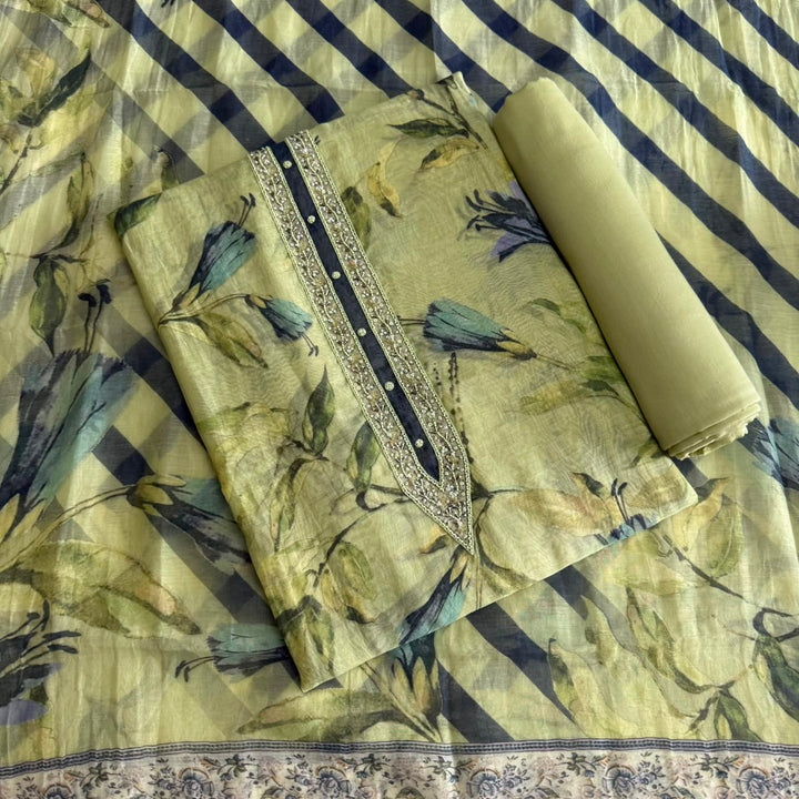 Premium Mal Chanderi Digital Print Suit Set-FM5152-A