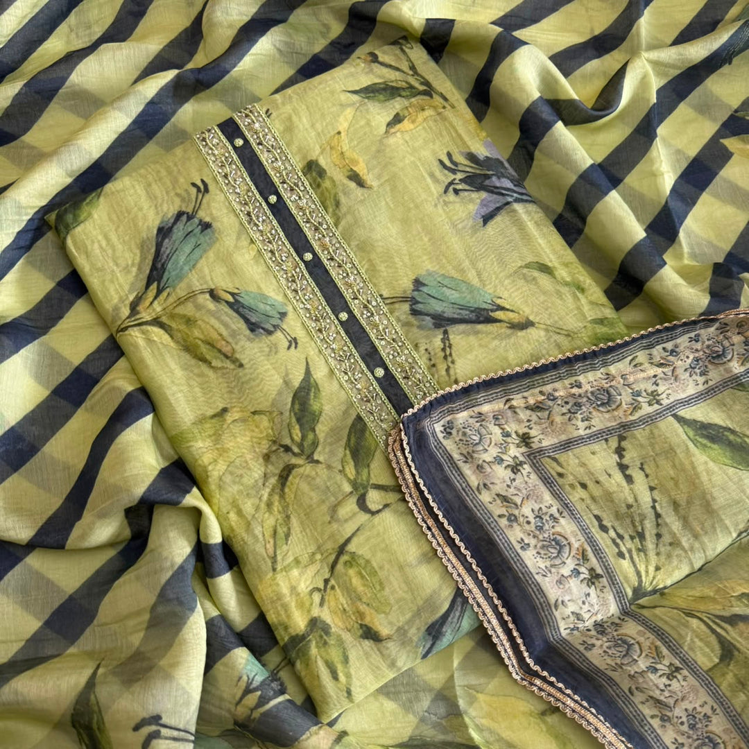 Premium Mal Chanderi Digital Print Suit Set-FM5152-A