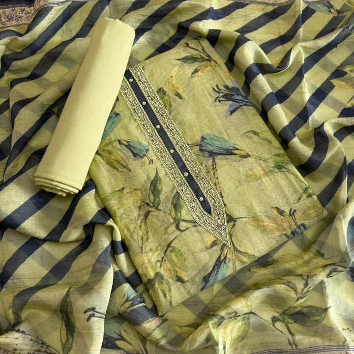 Premium Mal Chanderi Digital Print Suit Set-FM5152-A
