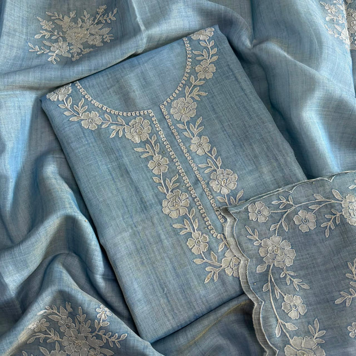 Premium Shimmer Silk Unstitched Suit Set-FM1651-B