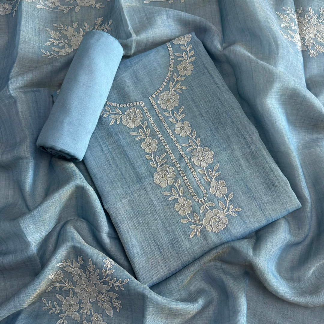 Premium Shimmer Silk Unstitched Suit Set-FM1651-B